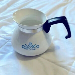 Corning Ware 6 cup vintage blue corn flower kettle teapot coffee pot corningware